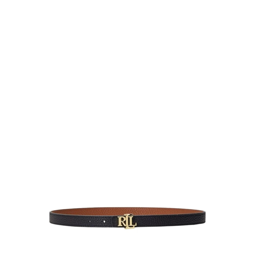 Ralph Lauren Women's Black Belts, S, Skinny Reversible Leather Belt - Brown