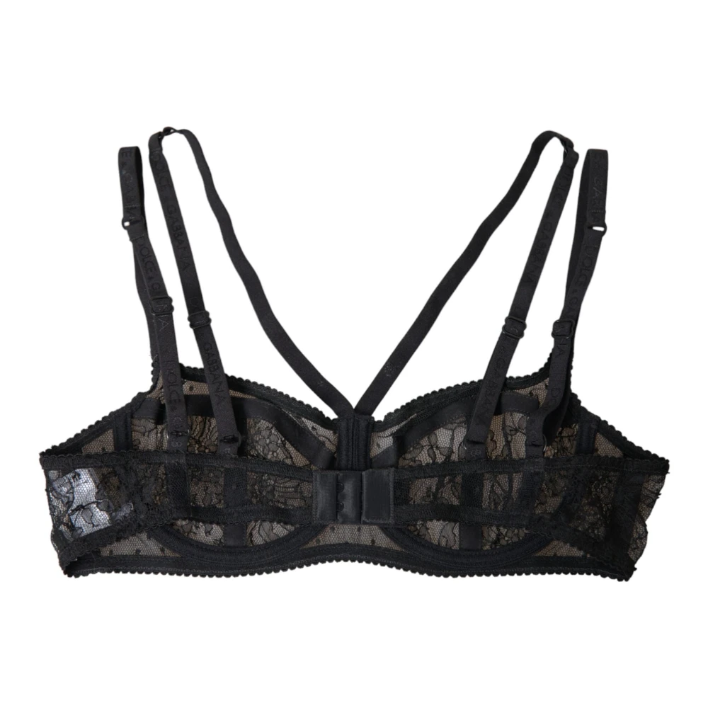 Dolce & Gabbana Zwart bloemen kant balconette ondergoed Black Dames