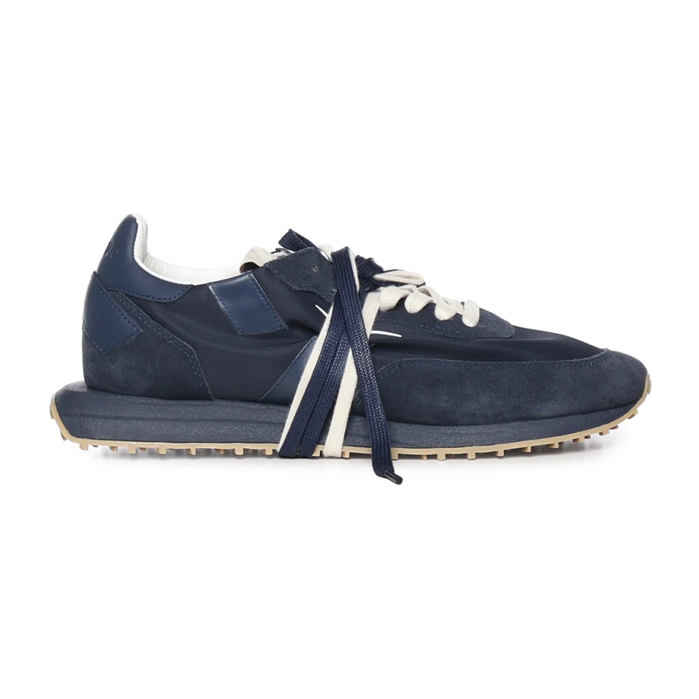Ghoud Men's Blue Sneakers, 11 Uk, Panelled Logo-Detail Trainers
