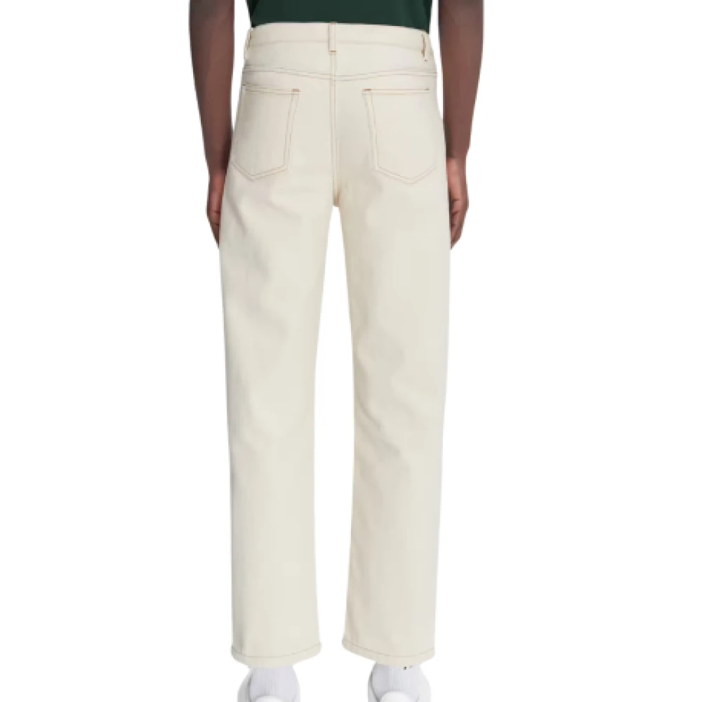 A.p.c. Katoenen rechte broek met karamel stiksels White Heren