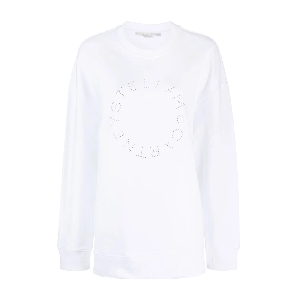 Stella Mccartney Puut Wit Rhinestone Logo Sweatshirt White Dames