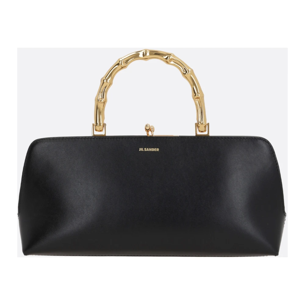 Jil Sander Zwarte leren handtas met gouden hardware Black Dames
