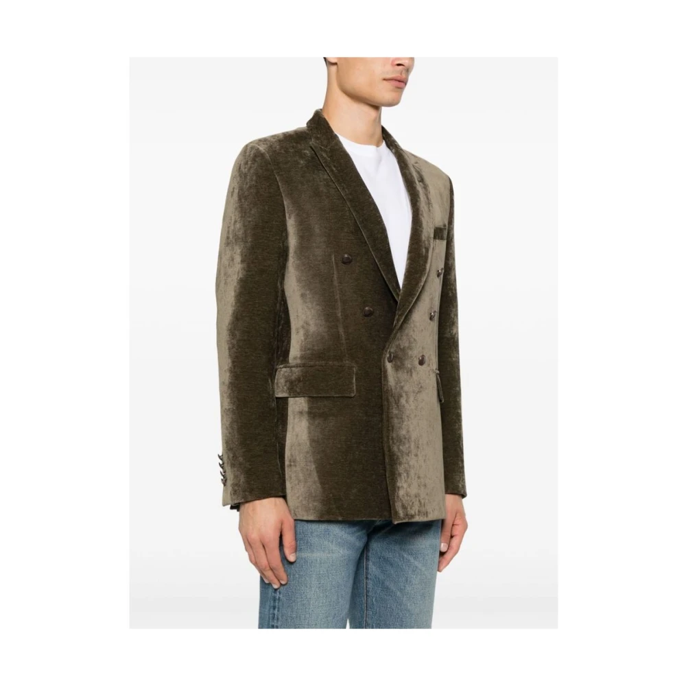 Reveres 1949 Groen Velours Dubbelbreasted Jas Green Heren