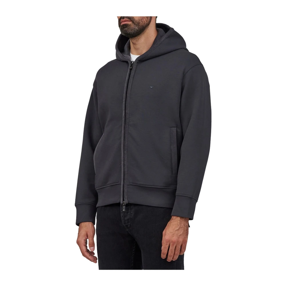 Emporio Armani Phantom Aw24 Sweatshirt Hoodie Dubbel Jersey Gray Heren