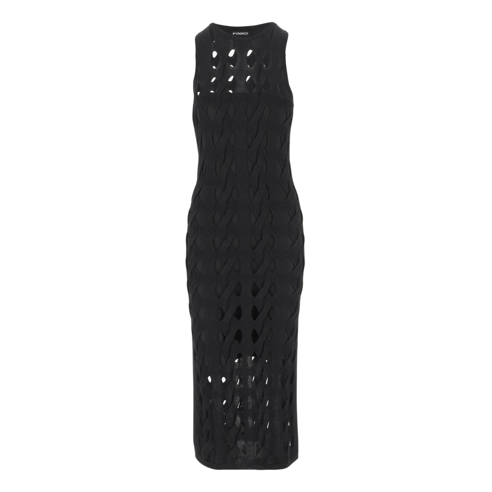 Pinko Elegante Midi Jurken met Externe Draad Black Dames