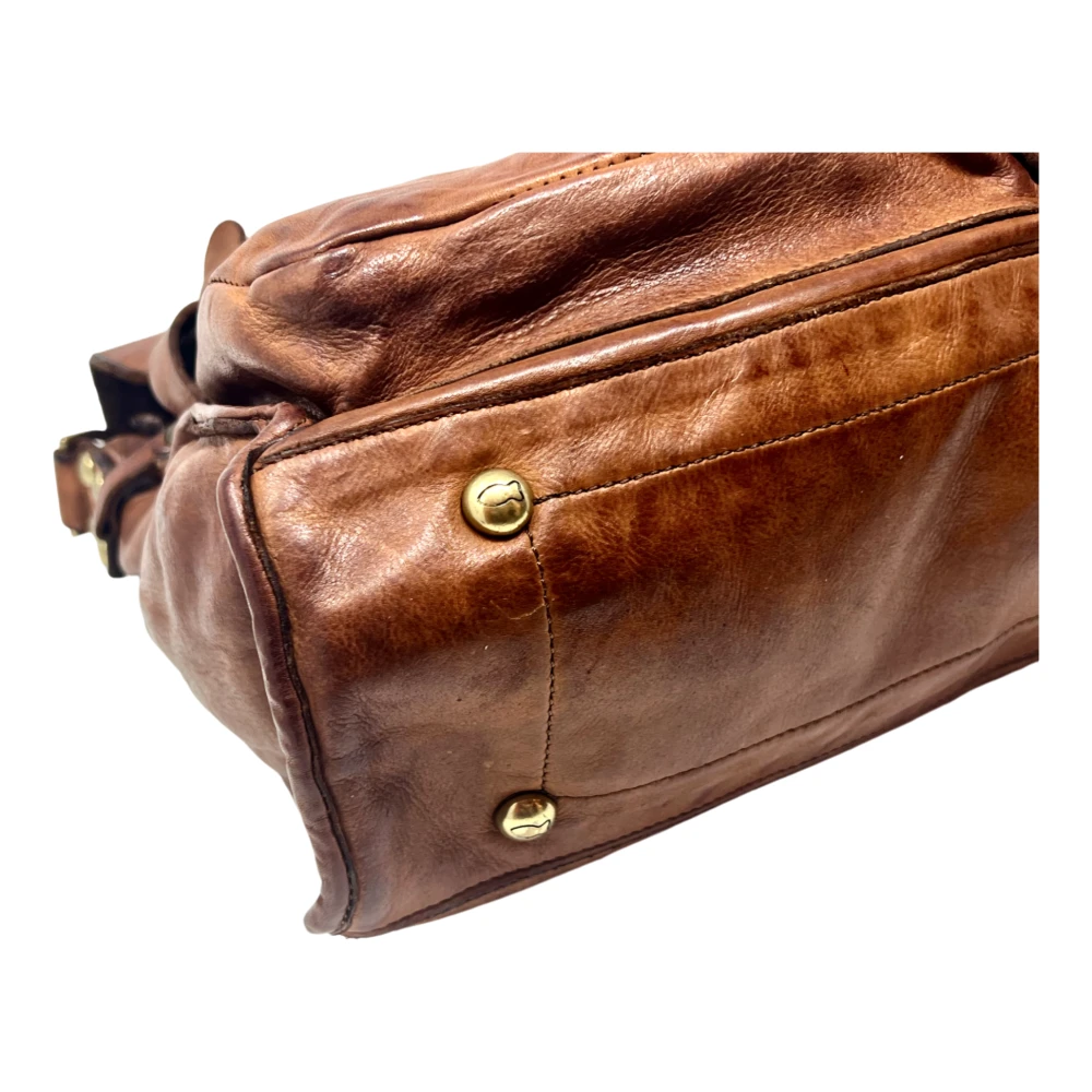 Campomaggi Leren Messenger Tas Cognac Kleur Brown Heren