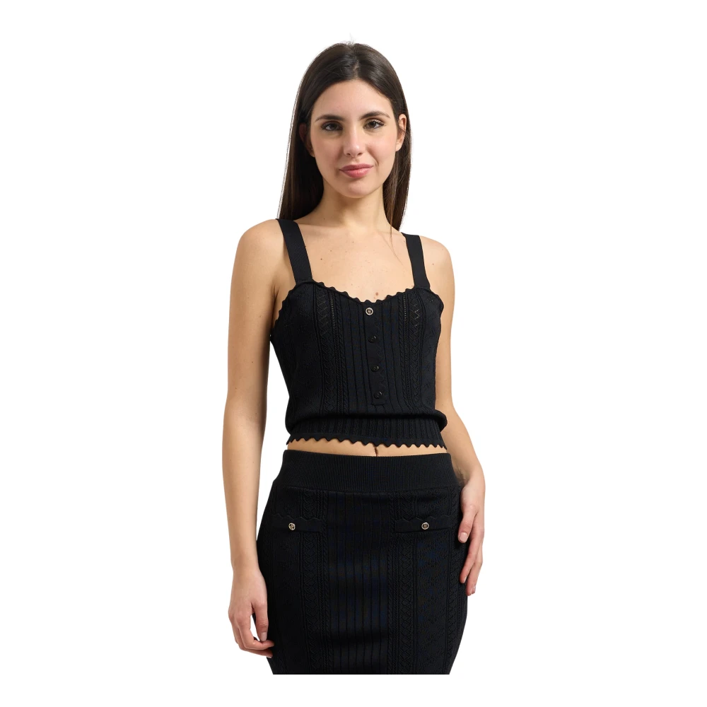 Fracomina Vrouw Zwart Tops Dames, L, Slim Fit Top