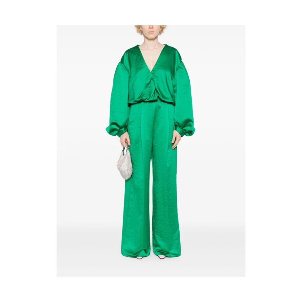 Forte Groene Satijnen Wijde Broek Green Dames