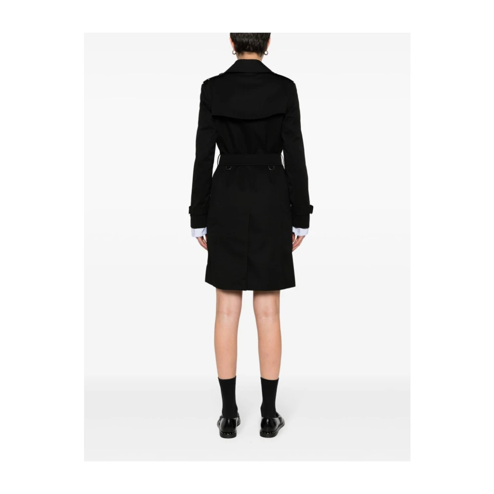 Burberry Zwarte dubbelrij jassen met logo-gegraveerde knopen Black Dames