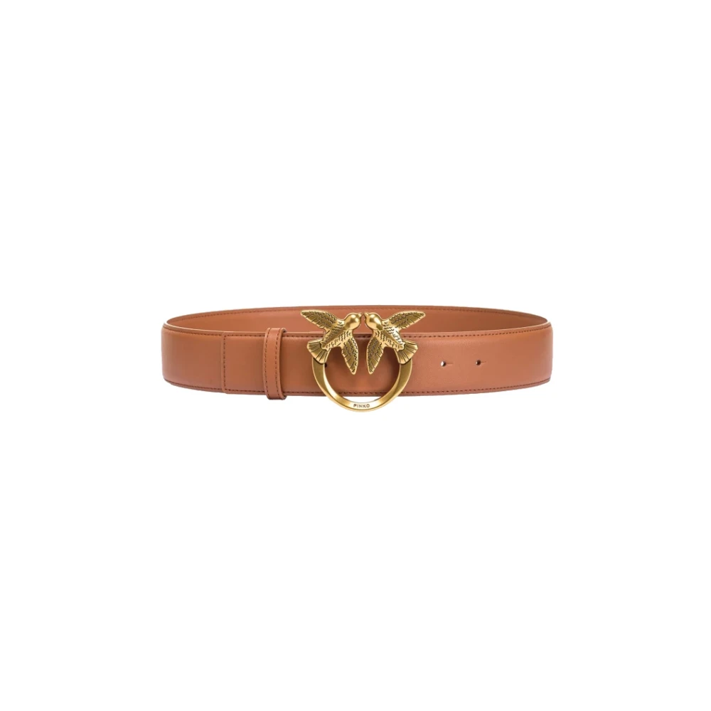 Pinko Women's Brown Love Birds Leather Belt - Belts - L - Accessories