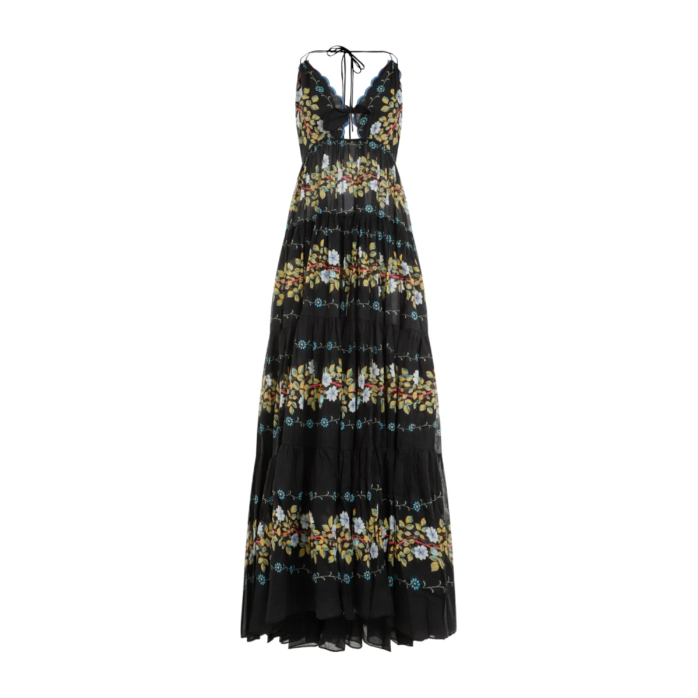ETRO Zwarte Bloemen Maxi Jurk Black Dames