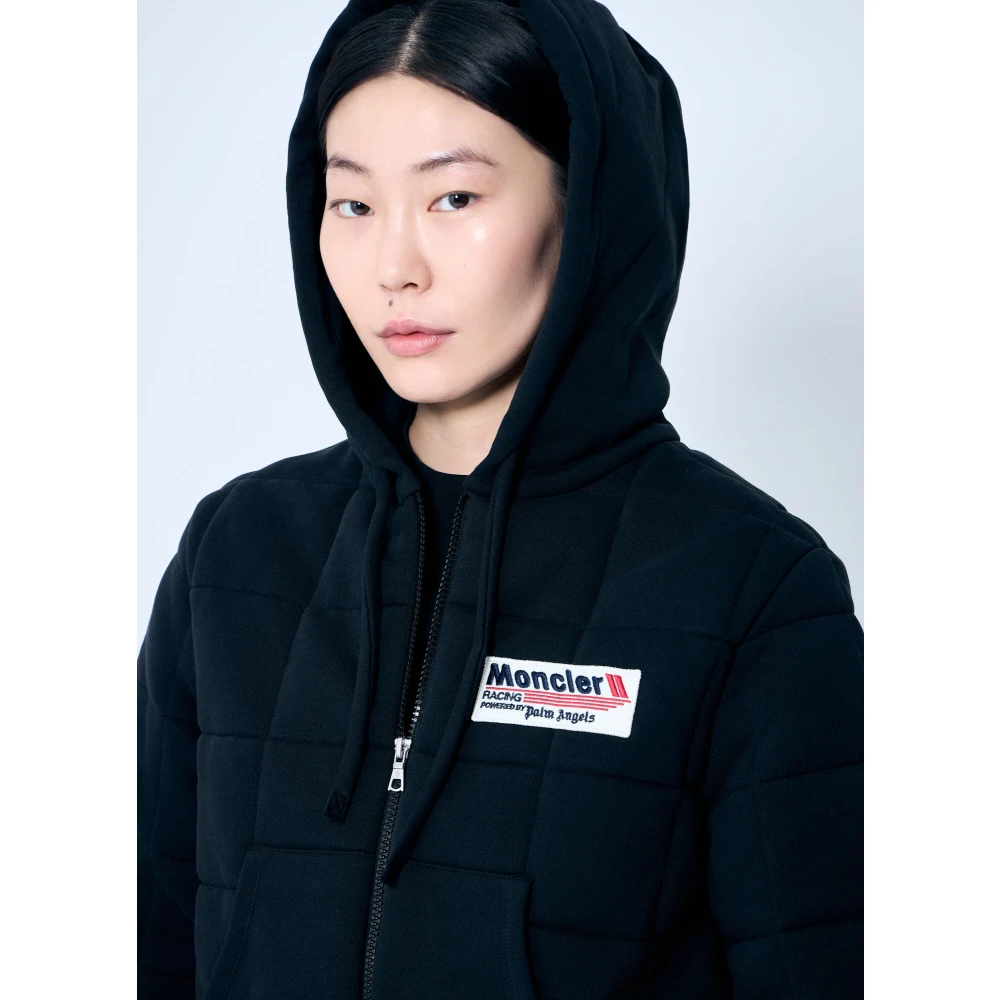 Moncler Gewatteerde Hoodie met rits Black Dames
