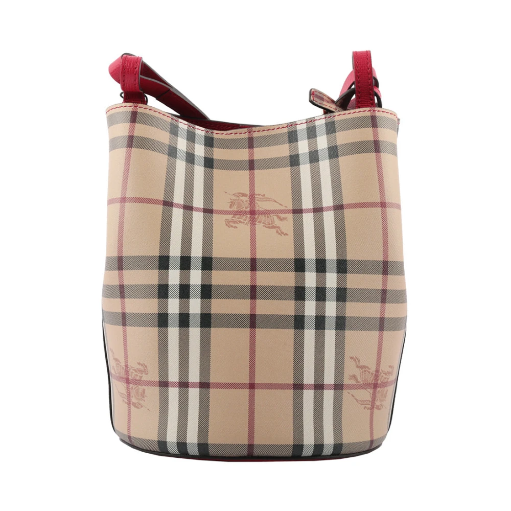 Burberry Beige Rode Leren Bucket Tas Model 4057157 Pink Dames