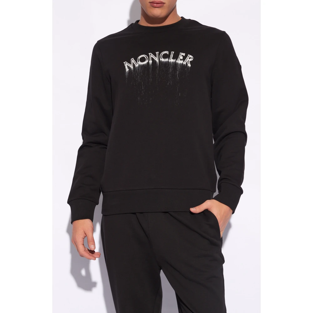 Moncler Sweatshirt met logo Black Heren