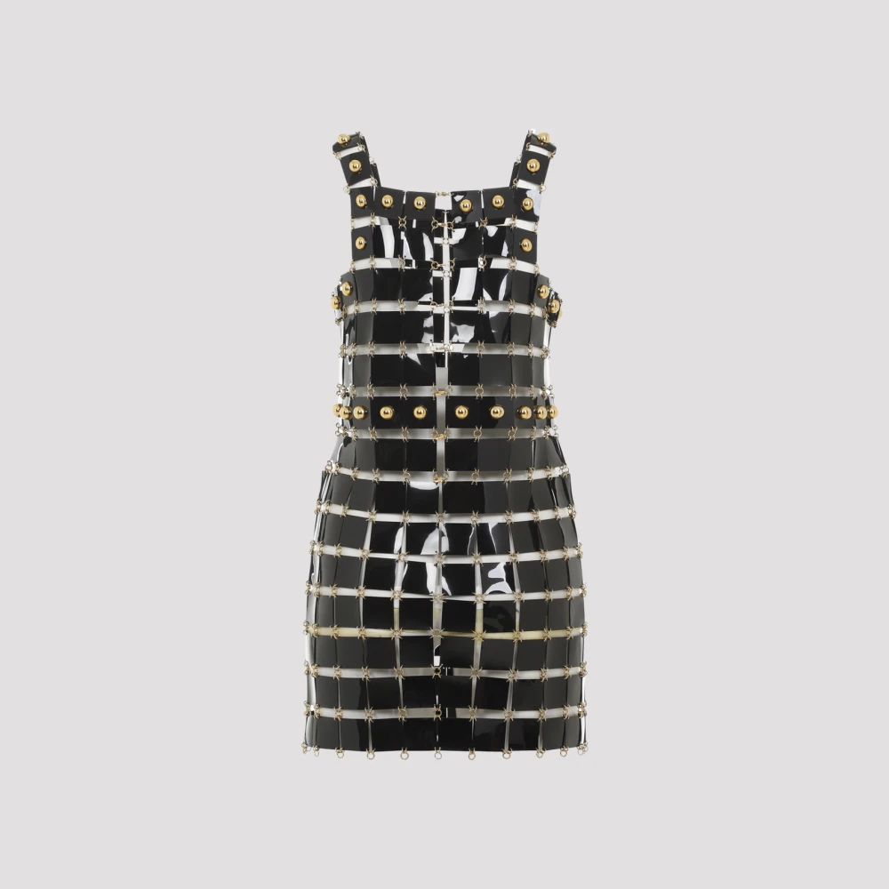 Paco Rabanne Zwarte Vinyl Jurk Moderne Godin Stijl Black Dames