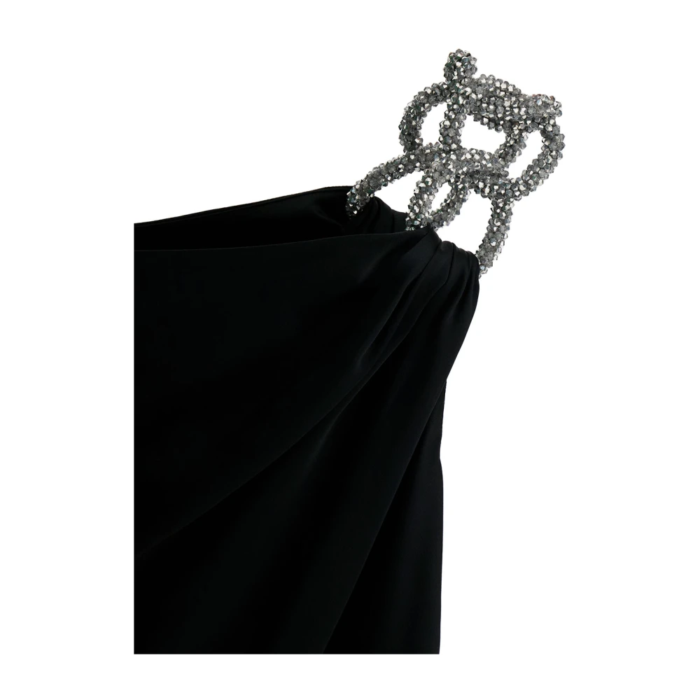 Stella Mccartney Zwarte One-Shoulder Kristal Ketting Mini Jurk Black Dames