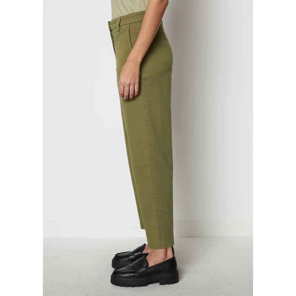 Marc O'Polo Moderne taps toelopende chino met hoge taille Green Dames