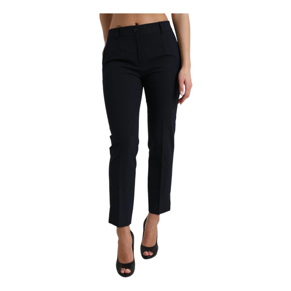 Dolce & Gabbana Women's Blue Mid Waist Tapered Pants