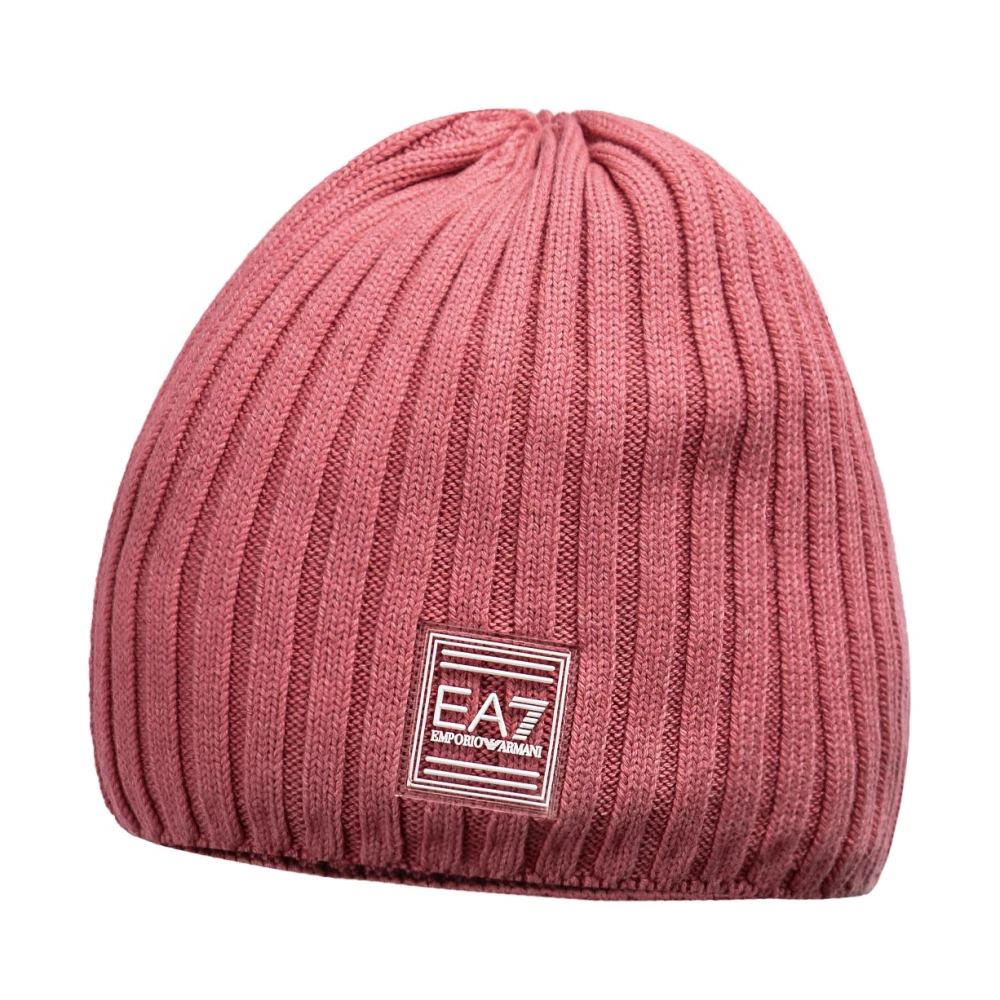 Emporio Armani EA7 Roze Beanie met Logo Plaque Pink Dames