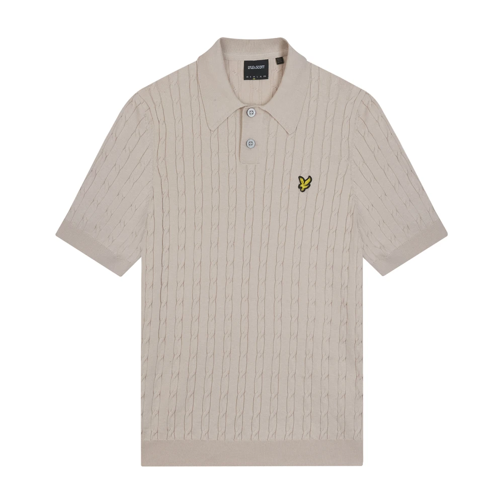 Lyle & Scott Kabelstickad Polotröja Beige, Herr