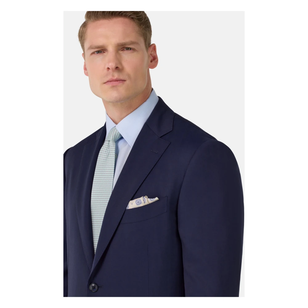 Boggi Milano Herenkostuum in Herringbone-patroon van zuivere Super 130 wol Blue Heren