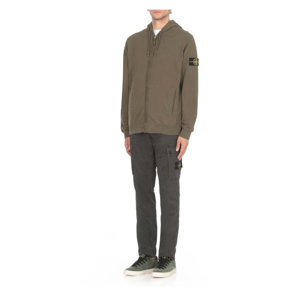 Stone Island Groene Katoenen Hoodie met Rits Green Heren