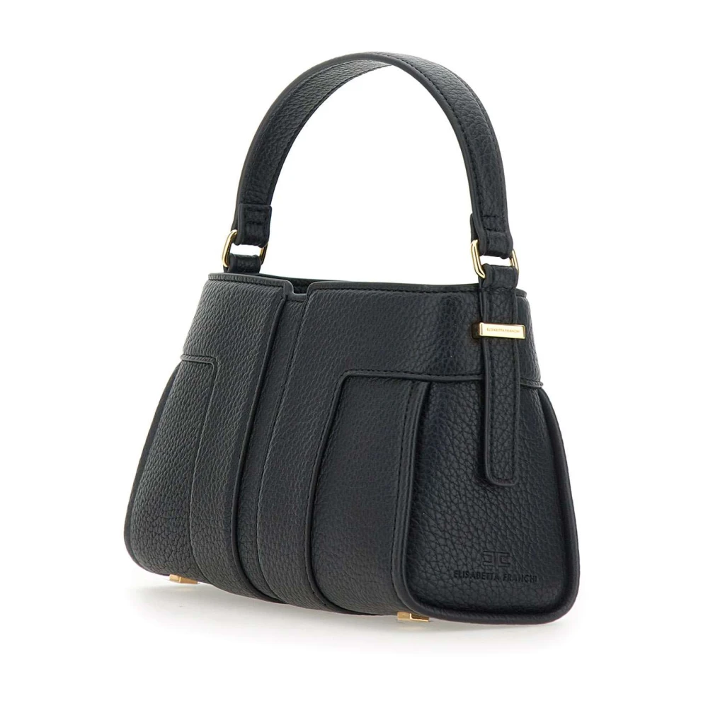 Elisabetta Franchi Zwarte vegan lederen handtas met gouden details Black Dames