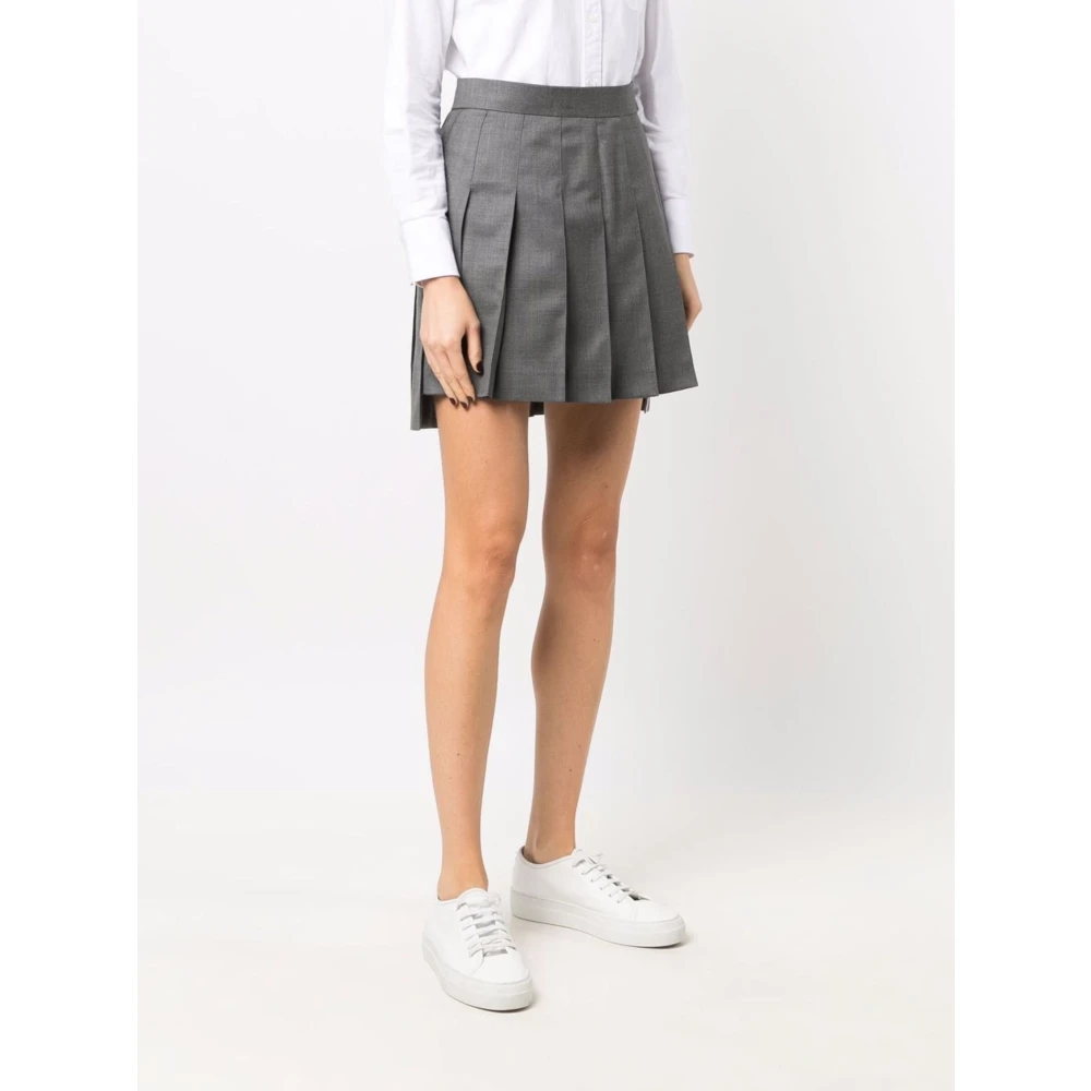 Thom Browne Geplooide hoge taille achterzoom rok Gray Dames
