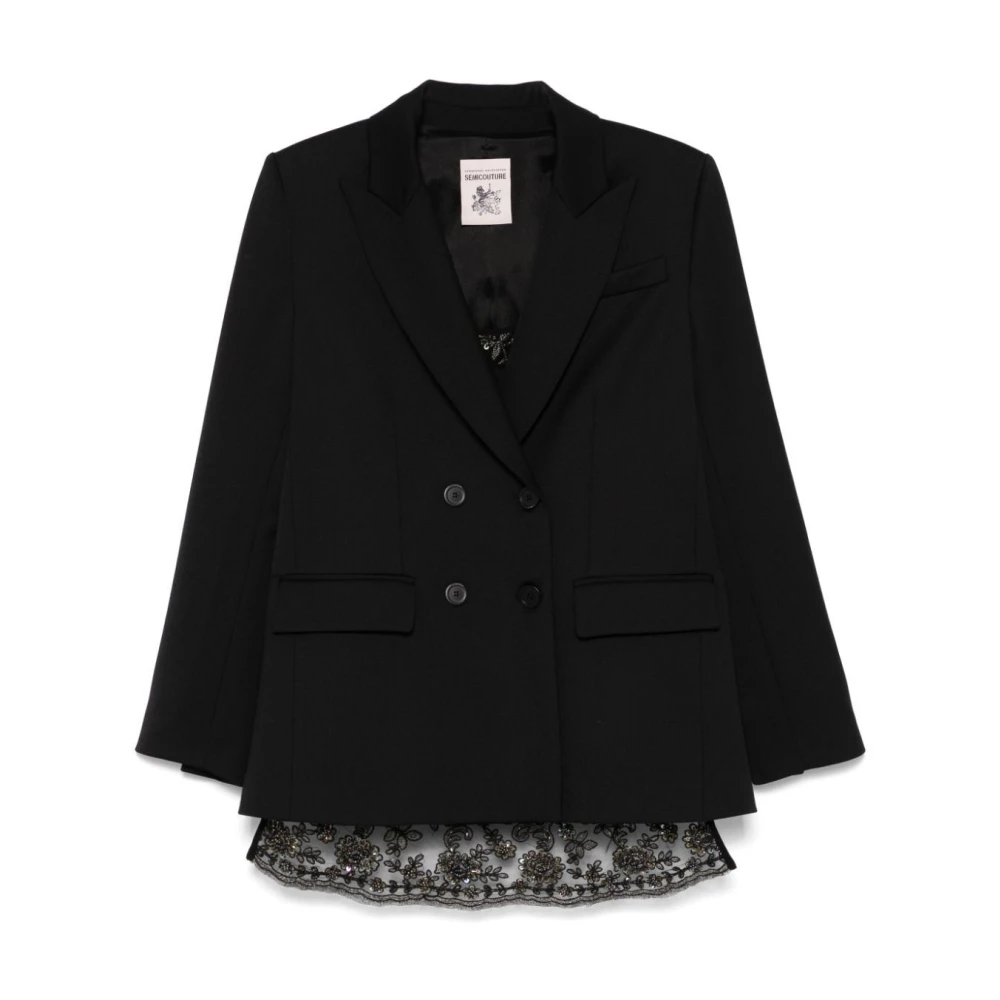 Semicouture Zwarte Alessia Stijlvolle Jurk Black Dames