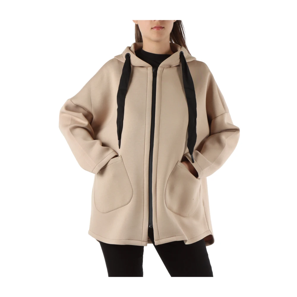 Rino&Pelle Scuba Sweatshirt Jas met Capuchon Beige Dames