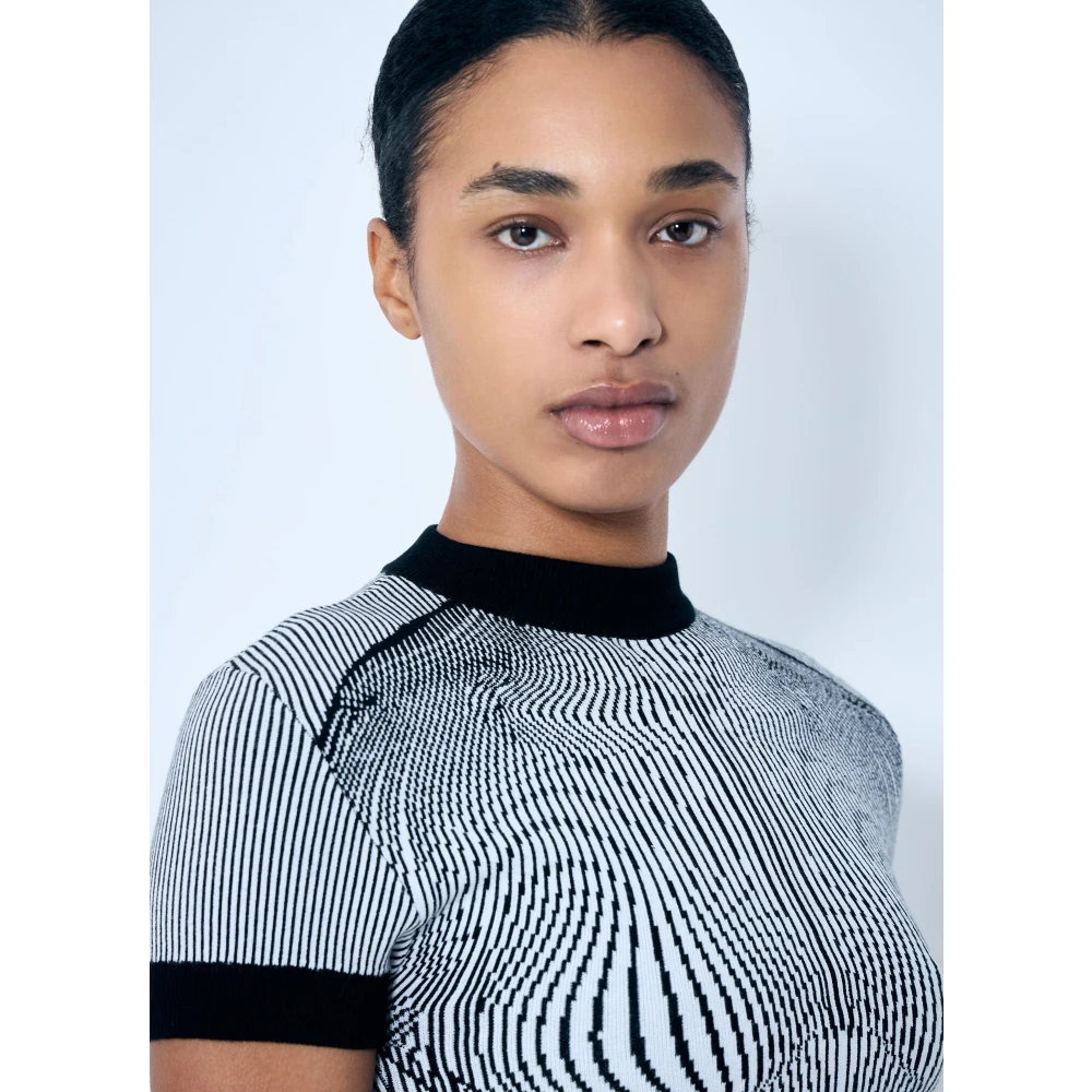 Jean Paul Gaultier Jacquard Gebreide Top met Contrastbies Gray Dames