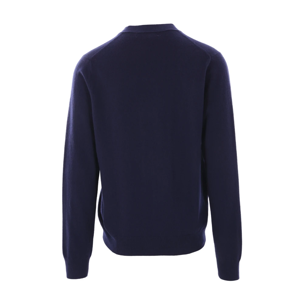 Comme des Garçons Blauwe Wol V-Hals Cardigan Sweater Blue Heren