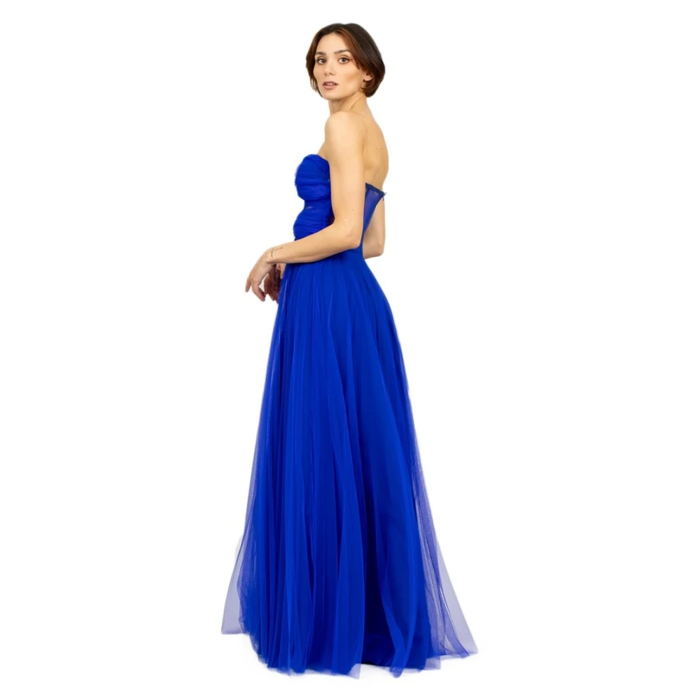 19:13 Dresscode Blauwe Tule Lange Jurk met Sweetheart Halslijn Blue Dames