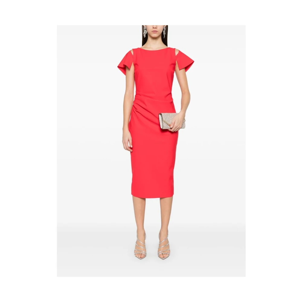 Chiara Boni Koraalrode Cold-Shoulder Jurk Red Dames