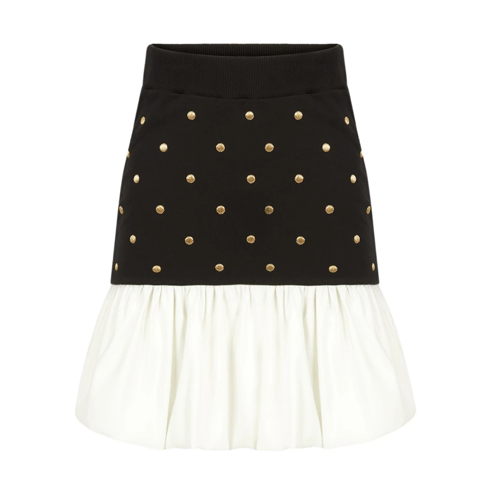 Sort Polka Dot Peplum Skjørt