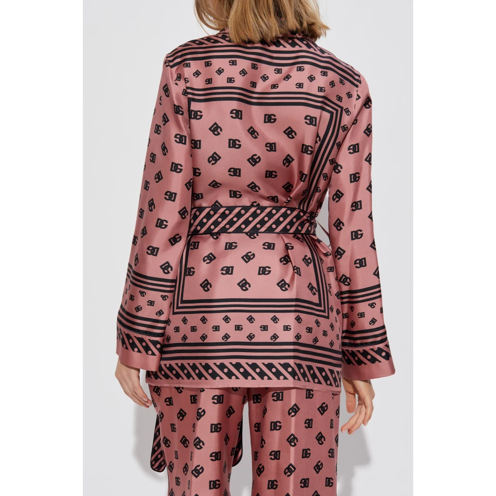 Dolce & Gabbana Zijden shirt met riem Pink Dames