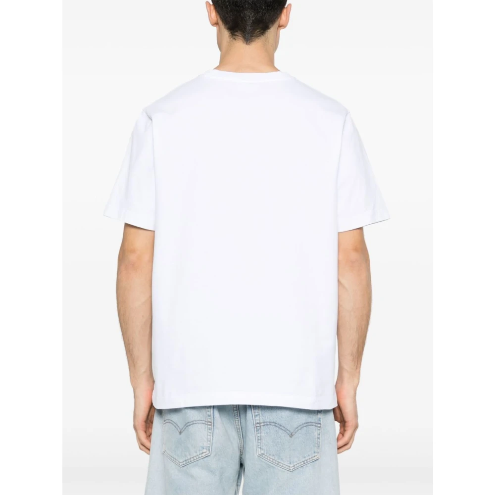 Maison Kitsuné Witte Katoenen Vos Patch T-shirt White Heren
