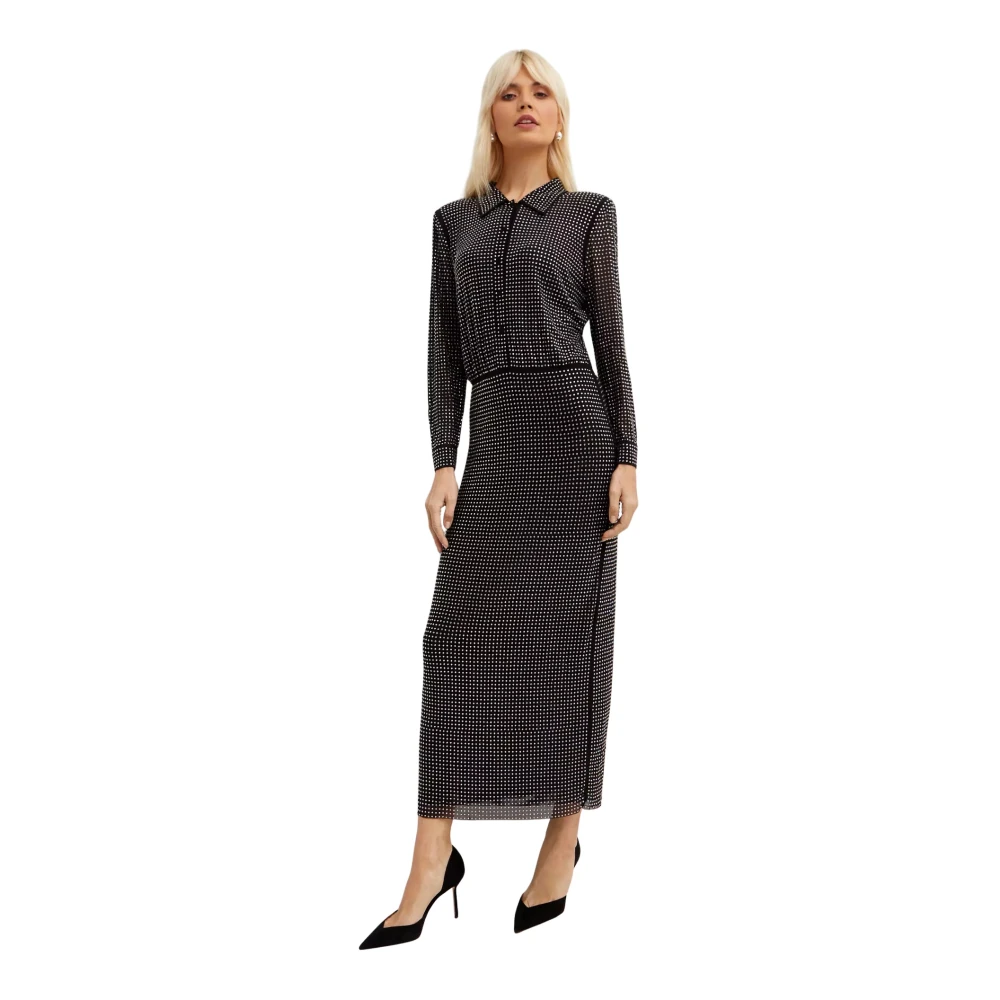 Self Portrait Women's Black Midi Dress With Crystals - Midi Dresses - Xs - Dresses