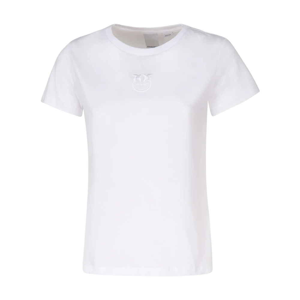 Pinko Geborduurd Logo Jersey T-shirt White Dames
