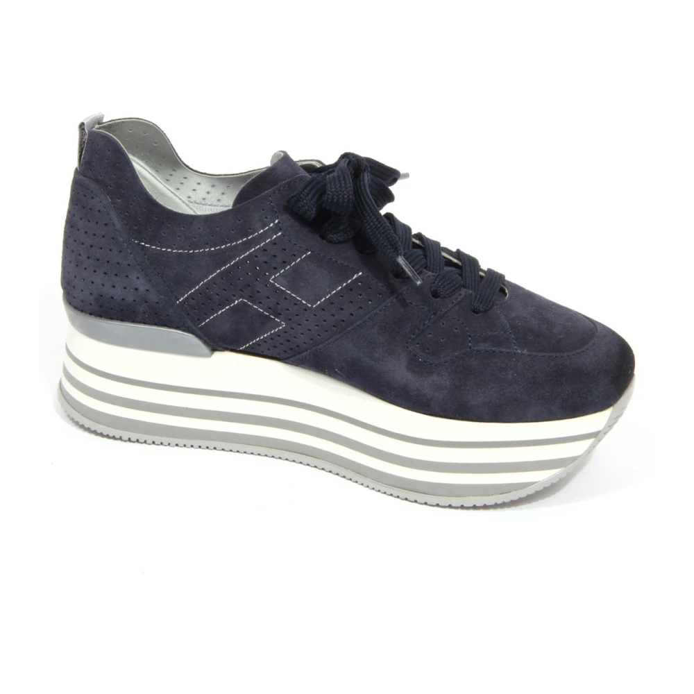 Hogan Women's Blue Perforated Lace-Up Sneakers