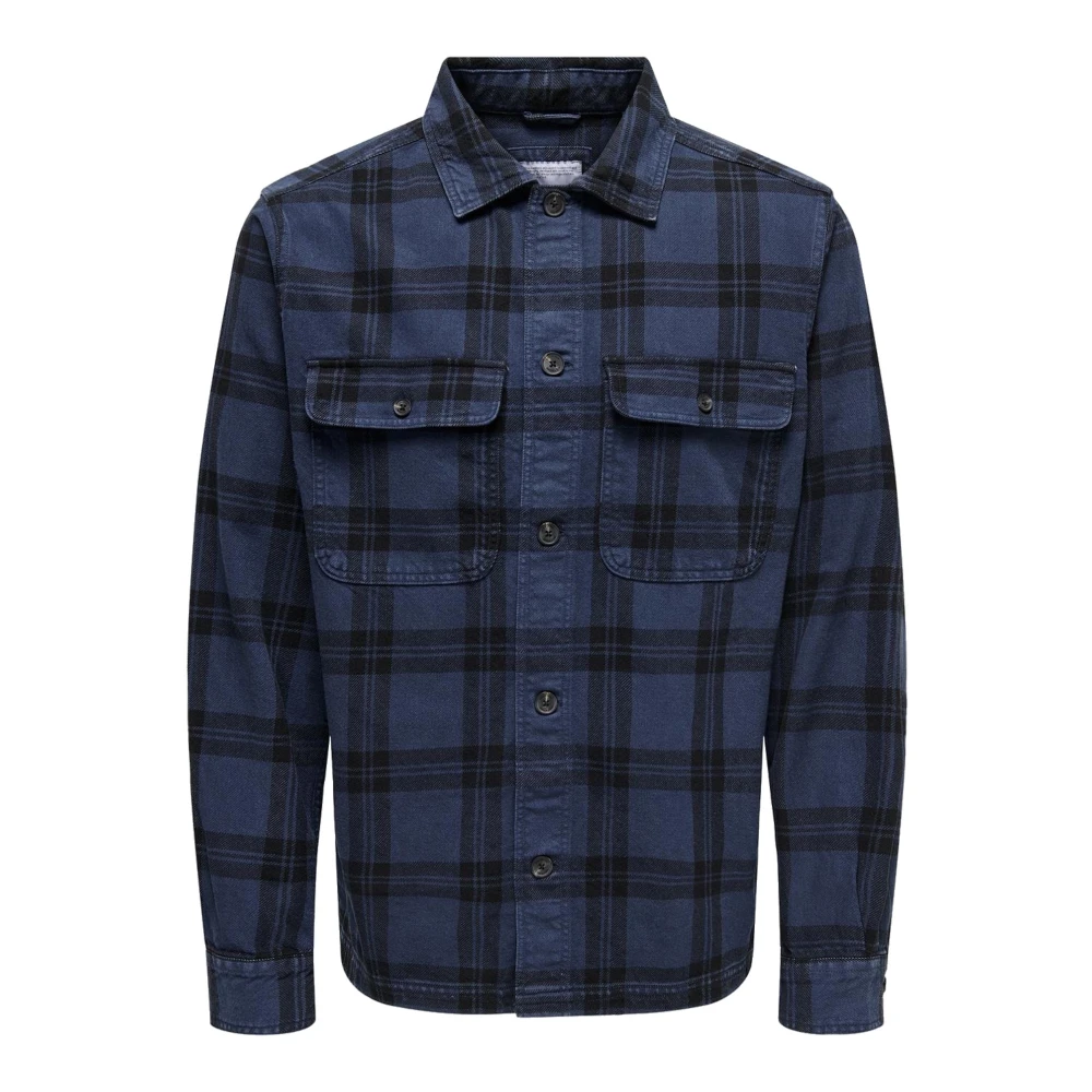 Only & Sons Geruit Casual Overhemd Oliver Blue Heren
