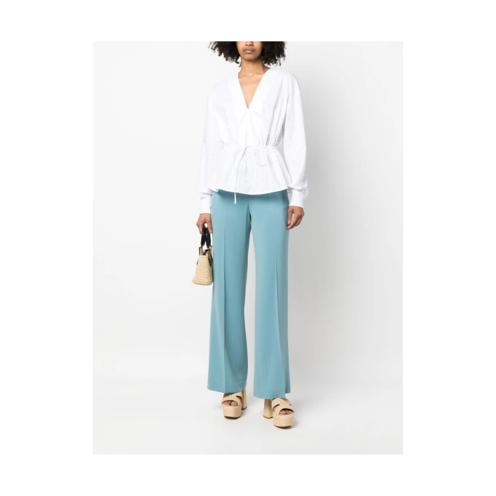 Alberto Biani Aqua Blauwe Wide-Leg Tailored Broek Blue Dames