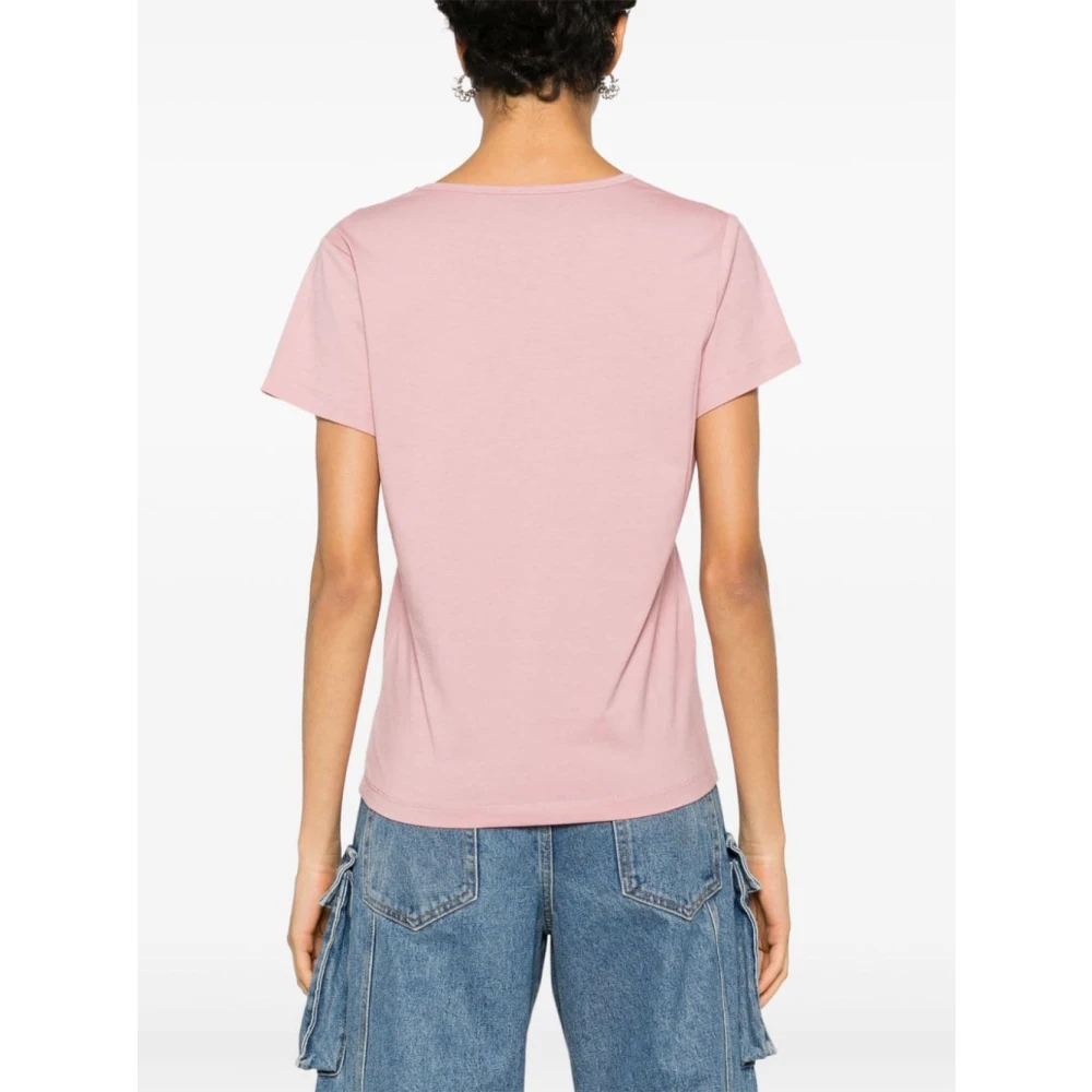 pinko V-hals geborduurd T-shirt Pink Dames