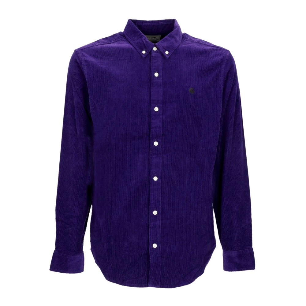 Carhartt WIP Fluweel Langemouw Knoop-Down Shirt Purple Heren