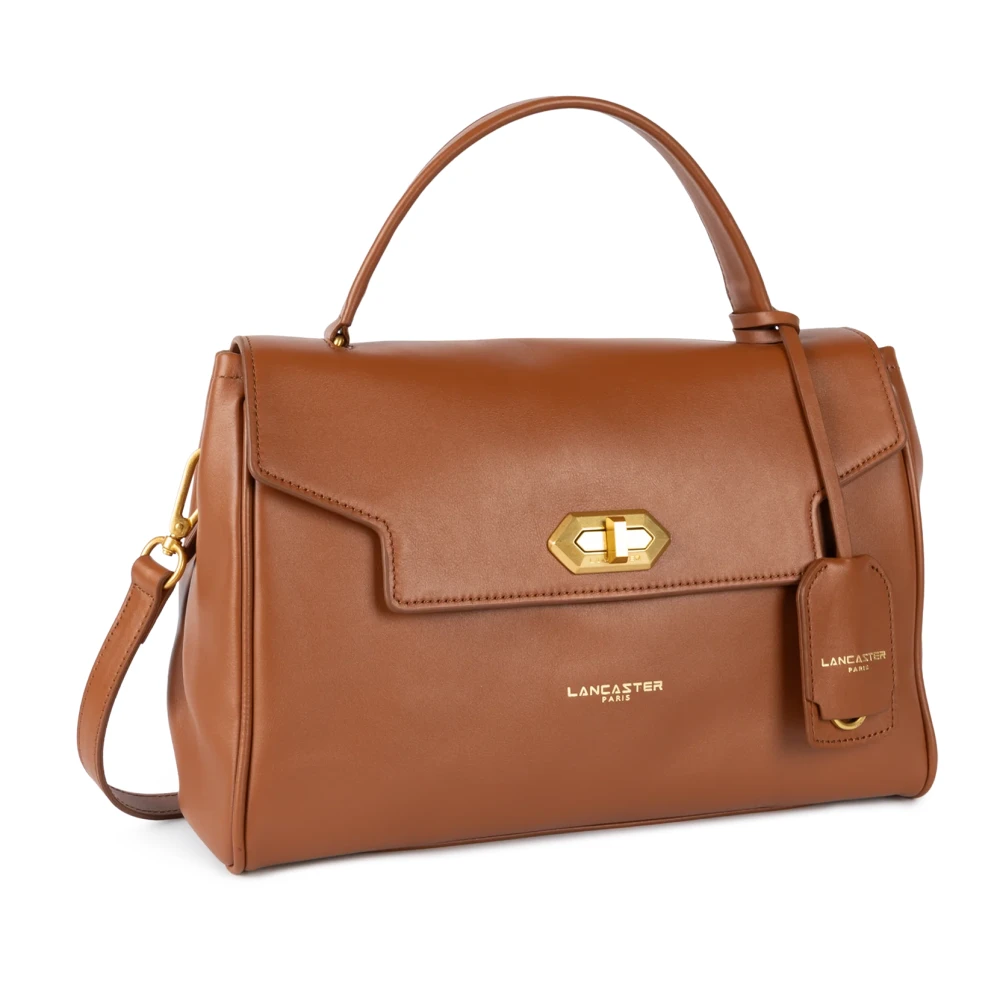 Lancaster Flap Handtas met Metalen Sluiting Brown Dames