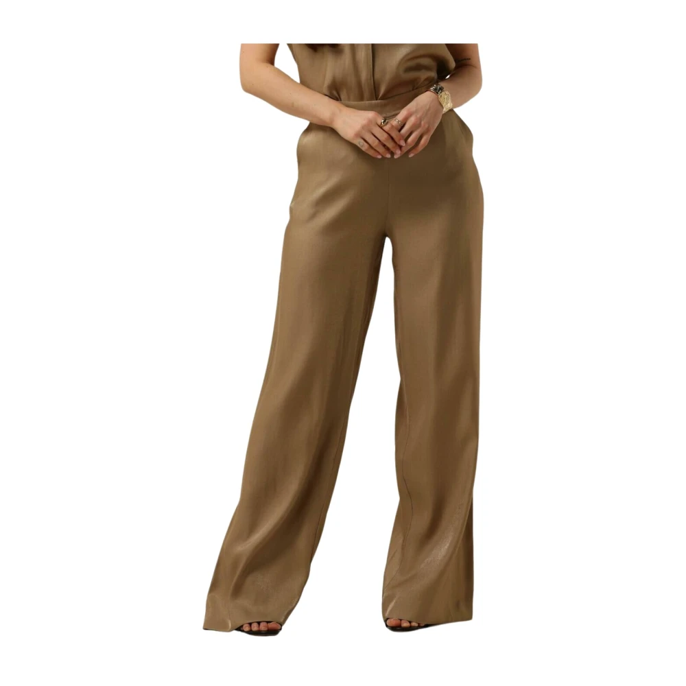 Aaiko Glanzende Wijde Broek Green Dames
