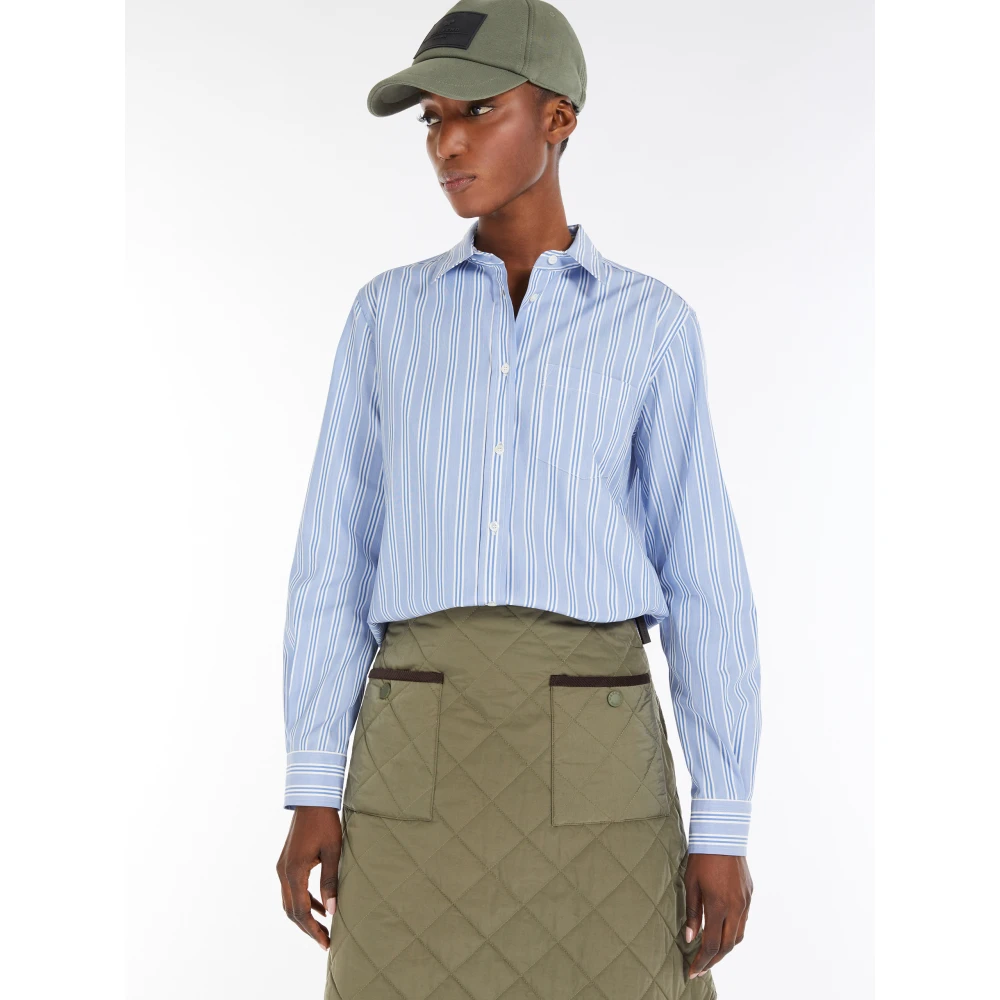 Max Mara Weekend Gestreepte katoenen popeline overhemd Blue Dames