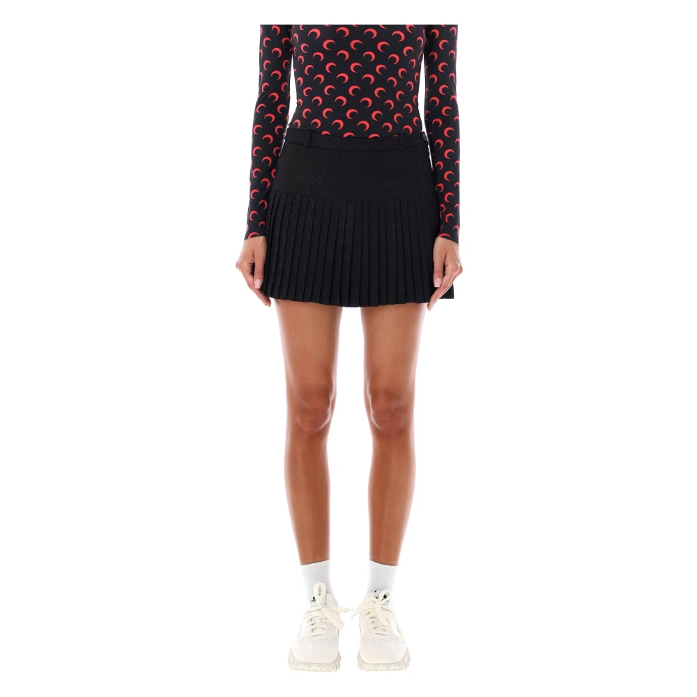 Marine Serre Zwarte Diamant Mini Rok Aw24 Black Dames