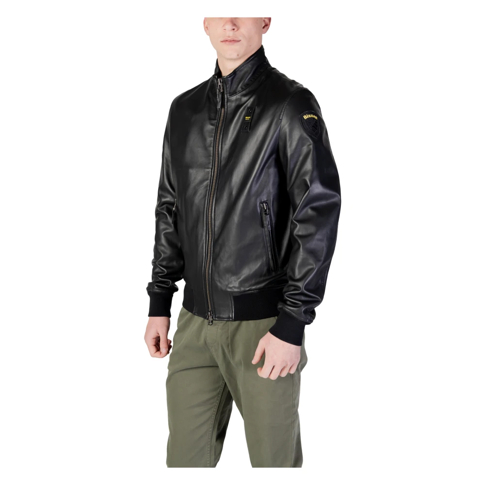 Blauer Zip-Up Bomberjack voor Mannen Black Heren