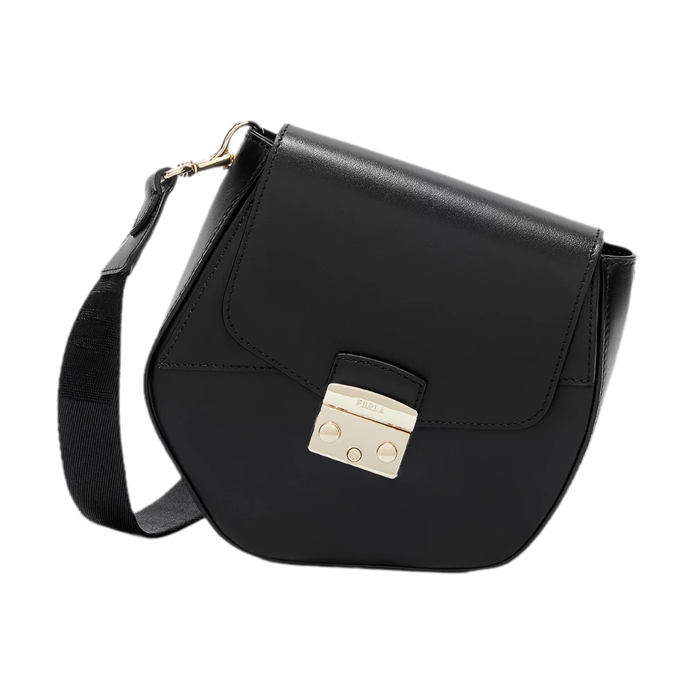 Furla Geometrische Mini Crossbody met Iconische Sluiting Black Dames